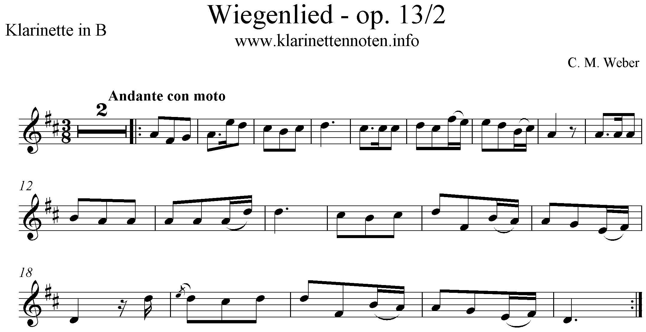 Wiegenlied, Weber, op.13/2, Lullaby, Cradle Song